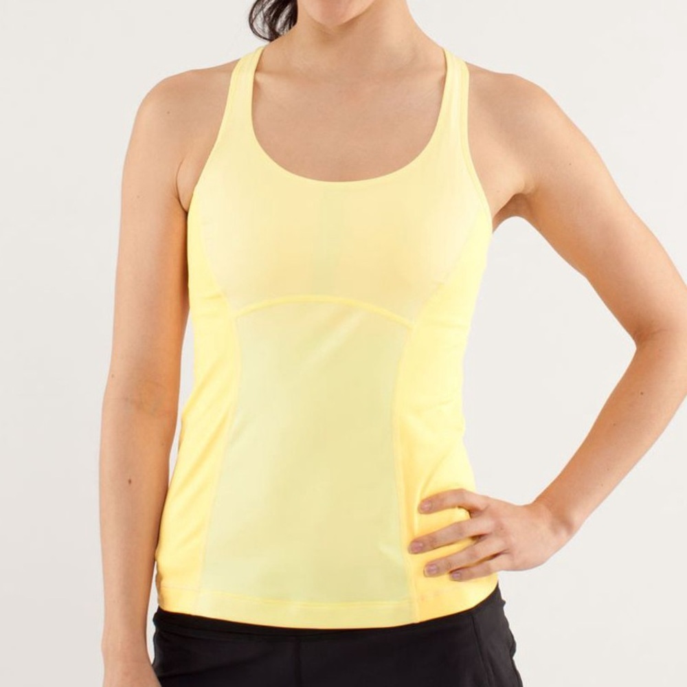 Lululemon Racerback Top Neon Yellow and White Size 6
